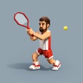 Realistic Pixel Tennis Player Sculpture By Gustave Van De Woestijne