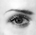 Realistic pixel woman eye
