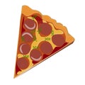 Realistic pizza with pepperoni and different types of sauces and cheese - Vector Royalty Free Stock Photo