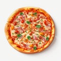 Realistic Pizza Pepperoni On White Background - Hyper-realistic Oil Painting Royalty Free Stock Photo