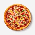 Realistic Pizza Pepperoni On White Background - Hyper-realistic Oil Painting Royalty Free Stock Photo