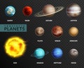 Realistic planets. Solar system planet space universe galaxy sun moon saturn mercury jupiter venus comet uranus pluto