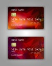 Realistic plastic Bank card vector template. Background color Red