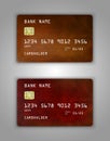 Realistic plastic Bank card vector template. Background color Yellow, brown, gradient