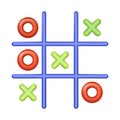 Realistic plastic multi colored toy Tic Tac Toe. Cross-zero with colors red and green. Vector illustration