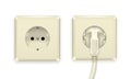 Realistic Plastic Power Socket Europe Type Electric Set. Vector Royalty Free Stock Photo