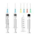 Realistic plastic syringe with various color hypodermic needles