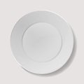 Realistic Plate Vector. Closeup Porcelain Mock Up Tableware . Clean Ceramic Kitchen Dish Top View. Cooking