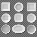 Realistic plates. Food dish, empty clean bowl, kitchen utensil, food white plates, dishes and bowls. Restaurant 3d Royalty Free Stock Photo