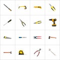 Realistic Pliers, Handle Hit, Hatchet Vector Elements. Set Of Instruments Realistic Symbols Also Includes Noise, Hacksaw