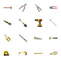 Realistic Pliers, Plumb Ruler, Handle Hit Vector Elements. Set Of Instruments Realistic Symbols Also Includes Noise