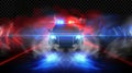 Realistic police car headlights blinking with red and blue colors on a transparent background. Illustration of emergency Royalty Free Stock Photo