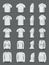 Realistic polo shirt men women set. White blank classic polo t-shirt mock up isolated on transparent dark background Royalty Free Stock Photo