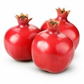 Realistic Pomegranates On White Background - Set Of Three Royalty Free Stock Photo