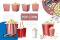 Realistic Popcorn Elements Composition