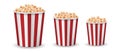 Realistic popcorn mockup isolated. Vector red striped pop corn box side view. vector illustration Royalty Free Stock Photo