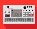 Realistic popular synthesizer. Vector illustration, studio equipment. Royalty Free Stock Photo