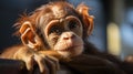 Realistic Portrait Of Baby Orangutan Reflecting With Lens Flare Royalty Free Stock Photo