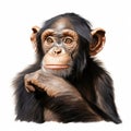 Realistic Portrait Of A Contemplative Chimpanzee