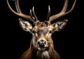 Realistic portrait of a deer isolated on dark background. AI generated Royalty Free Stock Photo