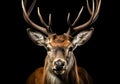 Realistic portrait of a deer isolated on dark background. AI generated Royalty Free Stock Photo