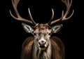 Realistic portrait of a deer isolated on dark background. AI generated Royalty Free Stock Photo