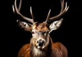 Realistic portrait of a deer isolated on dark background. AI generated Royalty Free Stock Photo