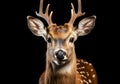 Realistic portrait of a deer isolated on dark background. AI generated Royalty Free Stock Photo