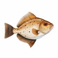 Realistic Portrait Of Flounder: Bold Graphic Illustration On White Background