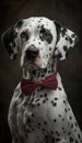 Realistic Portrait Illustration Art Showcasing Cute Dalmatian wearing bow tie (Generative AI)