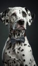 Realistic Portrait Illustration Art Showcasing Cute Dalmatian wearing bow tie (Generative AI)