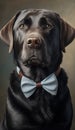 Realistic Portrait Illustration Art Showcasing Cute Labrador Retrie wearing bow tie (Generative AI)