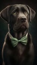 Realistic Portrait Illustration Art Showcasing Cute Labrador Retrie wearing bow tie (Generative AI)