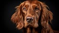 Realistic portrait of irish setter dog. AI generated