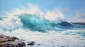 Realistic Portrait Painter Captures Energy-filled Arctic Ocean Waves Crashing At Waimea Bay