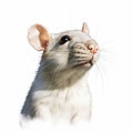 Realistic Portrait Of A White Rat With Cloud - High Resolution Artgerm Illustration