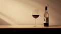 Realistic Portrayal Of Light And Shadow: Glass Of Wine On Table