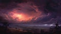 A realistic portrayal of a powerful storm brewing on the horizon