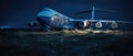 Realistic Post Apocalypse Landscape illustration - abandoned Airliner an night airfield