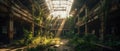 Realistic Post Apocalypse Landscape illustration - abandoned shopping mall at summer