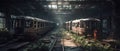 Realistic Post Apocalypse Landscape - subway trains at station