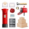 Realistic Post Office Icon Set