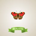 Realistic Precis Almana Element. Vector Illustration Of Realistic American Painted Lady Isolated On Clean Background