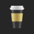 Realistic premium coffee paper cup black golden business design vector illustration