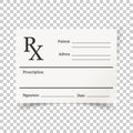 Realistic prescription icon in flat style. Rx document vector illustration on white isolated background. Paper business concept Royalty Free Stock Photo