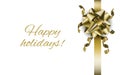 Realistic present golden bow isolated on the white background