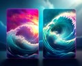 Realistic psychic waves card design illustration