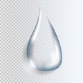 Realistic pure transparent water drop with shadow