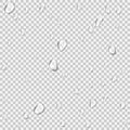 Realistic pure and transparent water drops set with shadow on gray background. Vector illustration Royalty Free Stock Photo