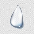 Realistic pure and transparent water drops set with shadow on gray background. Vector illustration Royalty Free Stock Photo